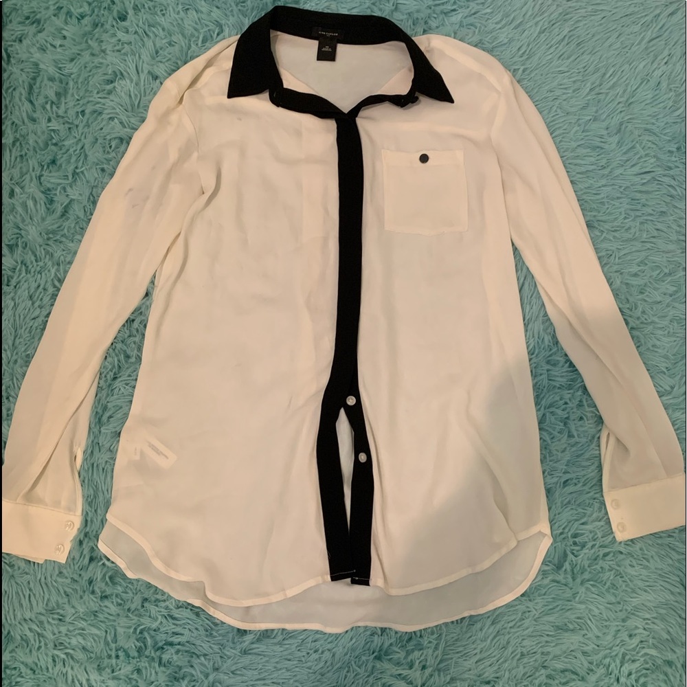 Black and white button up top